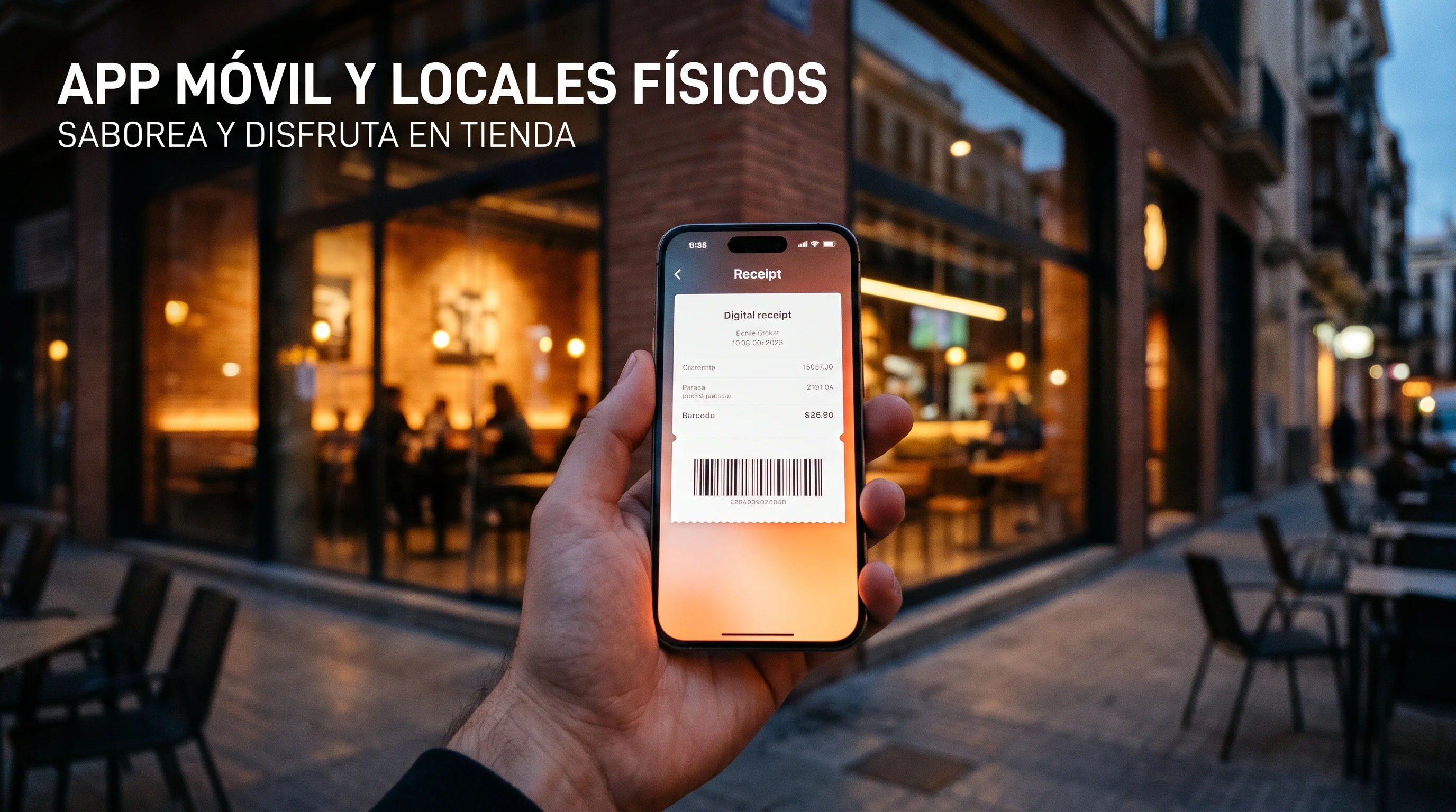 App móvil y locales físicos escanear ticket en tienda con smartphone